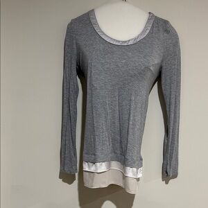 White House Black Market Heather Gray Long Sleeve Top